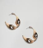 Reclaimed Vintage Inspired Twisted Hammered Hoops - Gold