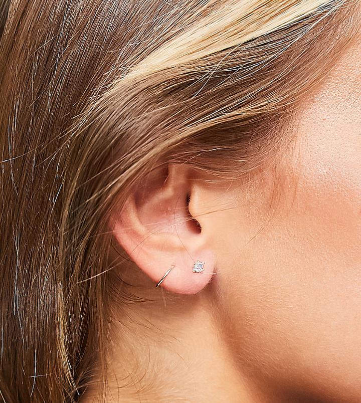 Kingsley Ryan Rainbow And Crystal Mini Stud Earrings In Sterling Silver