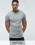 Asos Tall T-shirt With Roll Sleeve In Heavyweight Twisted Jersey - Gray