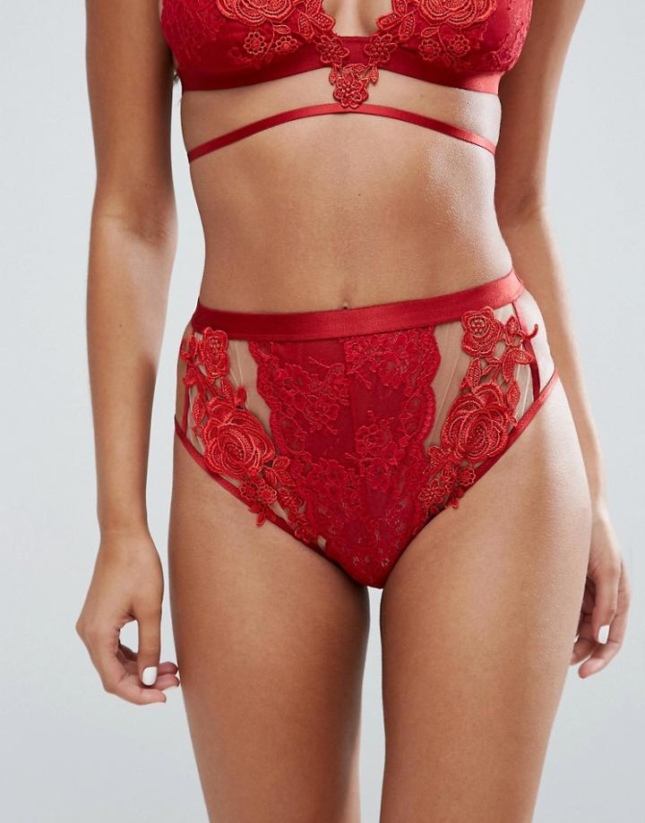 Asos Juliette Applique Highwaist Pant - Red