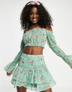 Asos Design Soft Tiered Mini Skirt In Pretty Floral - Part Of A Set-multi