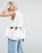 Asos White Shell Top With Knot Detail - White