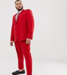 Asos Design Plus Skinny Suit Pants In Red - Red