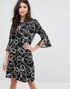 Warehouse Rope Print Split Cuff Dress - Multi