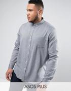 Asos Plus Regular Fit Oxford Shirt In Gray - Gray