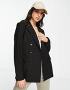 Mango Double Breasted Blazer In Black