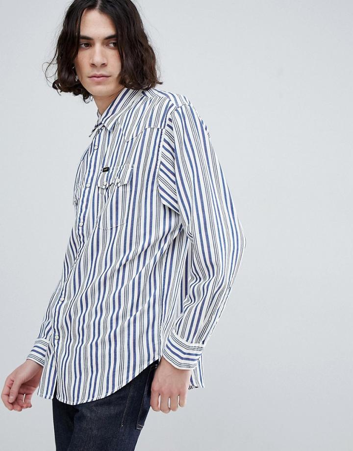 Lee Oversized Rider Stripe Shirt - Blue