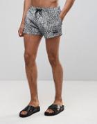 Nicce London Cracked Retro Swim Short - Navy