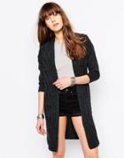 Only Cable Knit Longline Cardigan - Gray