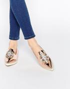 Asos Metaphor Embellished Flat Shoes - Rose Gold Metallic