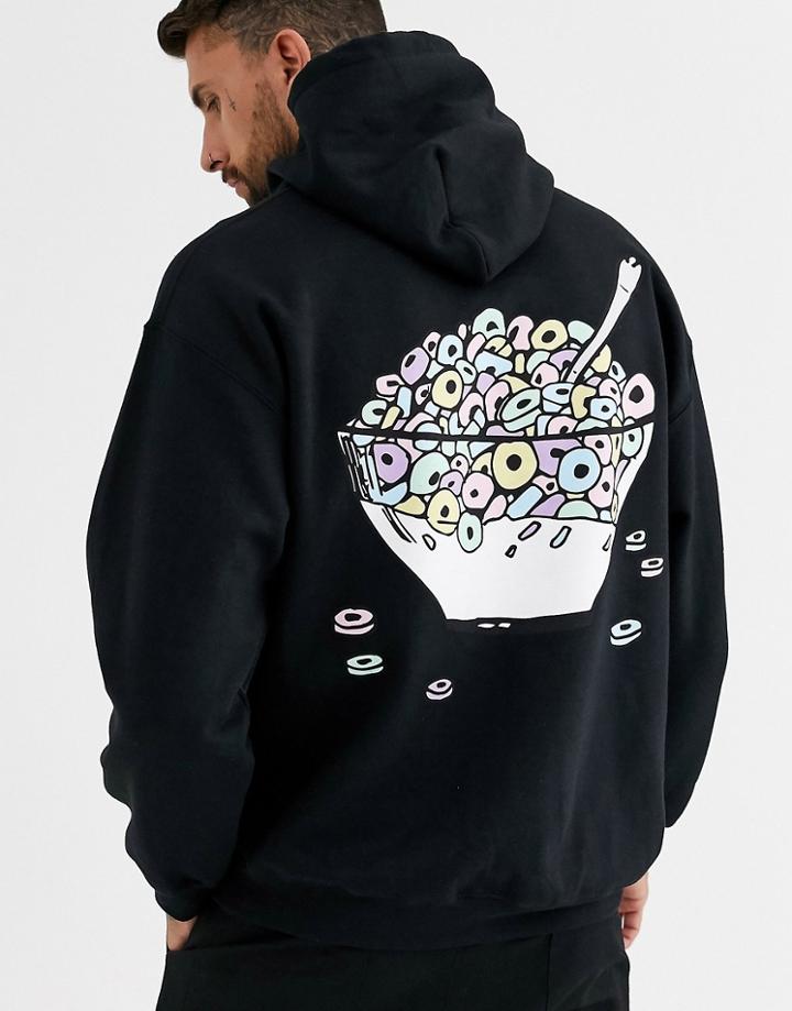 New Love Club Cereal Back Print Hoodie-black