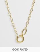 Asos Design Premium Gold Plated Necklace With Interlocking Colored Link - Gold