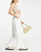 Abercrombie & Fitch Elasticated Waist Linen Pants In White - Part Of A Set