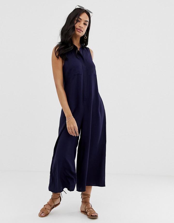 Asos Design Casual Culotte Shirt Jumpsuit-multi