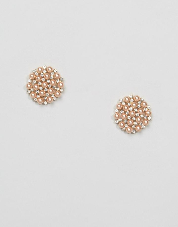Asos Vintage Faux Pearl Stud Earrings - Pink