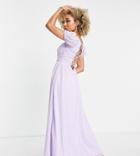 Missguided Textured Milkmaid Midaxi Dress With Lace-up Back In Lilac-purple