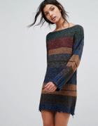 Sisley Wide Neck Stripe Sweater Dress - Multi
