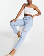 Levi's High Waisted Mom Jeans In Light Wash-blues