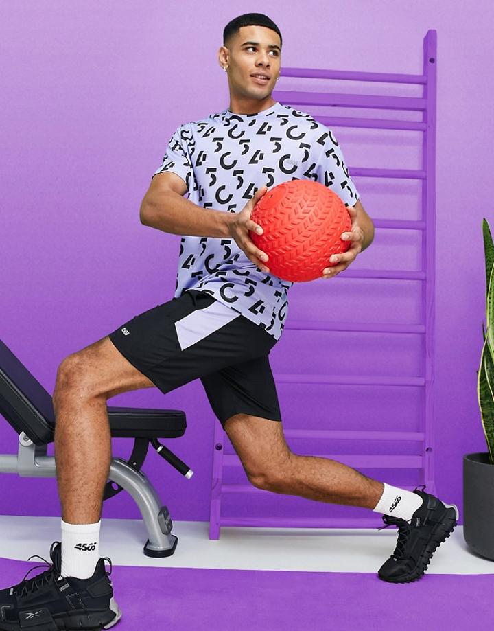 Asos 4505 Workout Shorts With Side Stripe-black