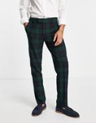 Asos Design Slim Suit Pants In Dark Green Blackwatch Tartan Check