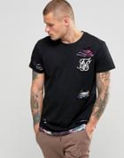 Siksilk Distressed T-shirt With Double Layer - Black