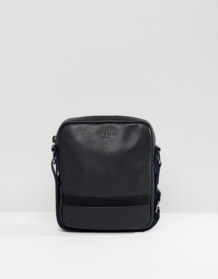 Ted Baker Minlow Flight Bag In Leather - Black