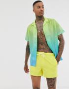 Asos Design Festival Relaxed Nylon Shirt In Green Ombre Print-multi