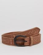 Asos Handcarved Leather Belt - Brown