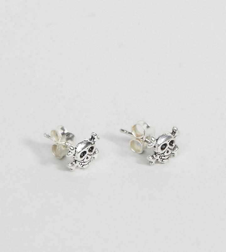 Reclaimed Vintage Inspired Earrings With Skull - Silver