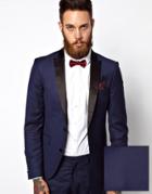 Selected Tuxedo Jacket With Shawl Collar - Blue