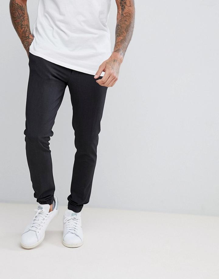 Asos Design Super Skinny Smart Joggers In Charcoal - Gray