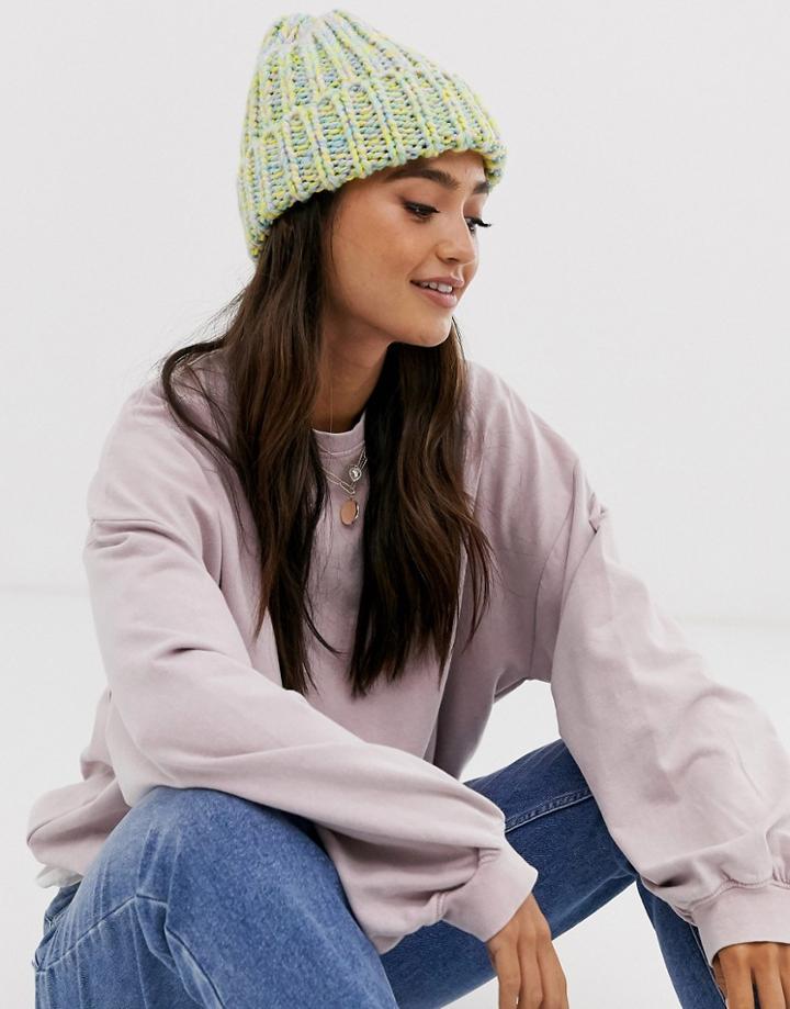 Asos Design Chunky Mix Knit Beanie In Multi Color - Multi