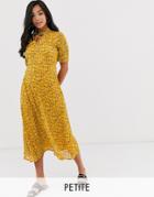 Y.a.s Petite Floral Midi Dress With Neck Detail - Multi