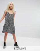 Milk It Vintage Drop Waist Mini Festival Cami Dress In Floral - Black