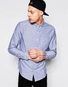 Pull & Bear Oxford Shirt In Blue In Regular Fit - Navy Blue