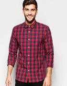 Asos Shirt In Red Plaid Check In Regular Fit - Red
