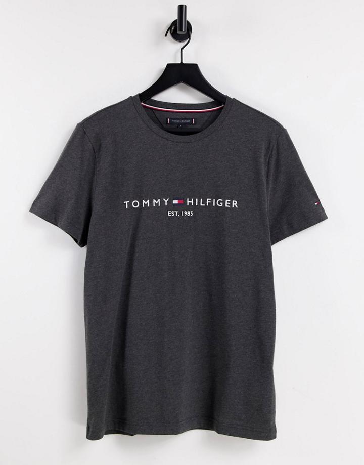 Tommy Hilfiger Classic Logo T-shirt In Dark Gray-grey