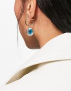 Asos Design Hoop Earrings With Trapped Floral Bubble Charm In Gold Tone