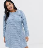 Glamorous Curve Long Sleeve Shift Dress In Spot