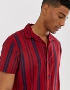 Jack & Jones Stripe Short Sleeve Shirt - Red