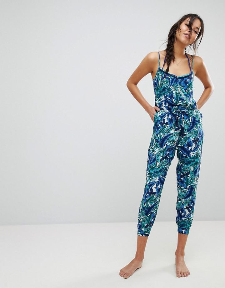 Oasis Tropical Palm Print Jumpsuit - Orange