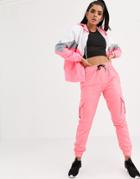 Qed London Elasticated Cuff Cargo Pants In Hot Pink Two-piece