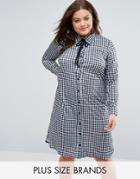 Pink Clove Gingham Shirt Dress With Side Splits - Multi