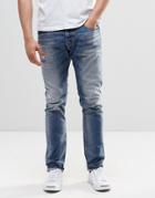 Diesel Tepphar Skinny Jeans 853y Mid Distressed Repair Wash - Mid Blue