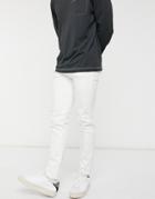 Selected Homme Skinny Jeans In White-black