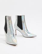 Asos Design Essence Pointed Ankle Boots - Silver