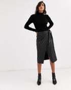 Y.a.s Leather Wrap Midi Skirt-black