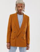 Asos Design Oversized Double Breasted Blazer In Camel - Beige