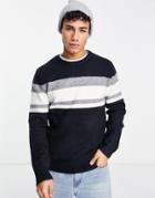 River Island Soft Touch Knitted Sweater In Navy