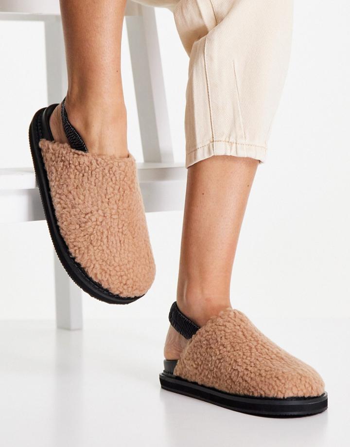 Public Desire Fortune Clogs In Camel Teddy-neutral